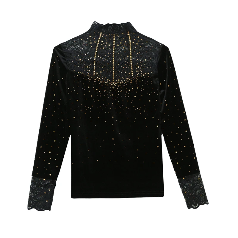 

Новинка,Европейская,Одежда,Футболка,Шик,Сексуальный,Мякий вырез,Пыши,Блестящие,Diamonds,Пэчворк,Кружево,Женские,Топы,Длинный рукав,Сверли,Тироты 59064