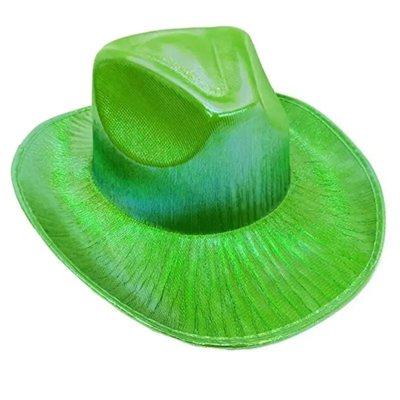 

31BB Космические ковбойские шляпы Голографическая шляпа Rave Cowgirl с переливающейся поверхностью