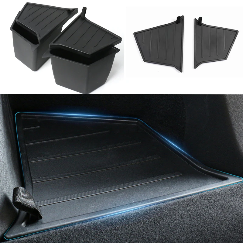 

For Tesla Model Y Full Trunk Dustproof and Waterproof Side Storage Box Cover Set Trunk Storage Box Interior Storage Accessories
