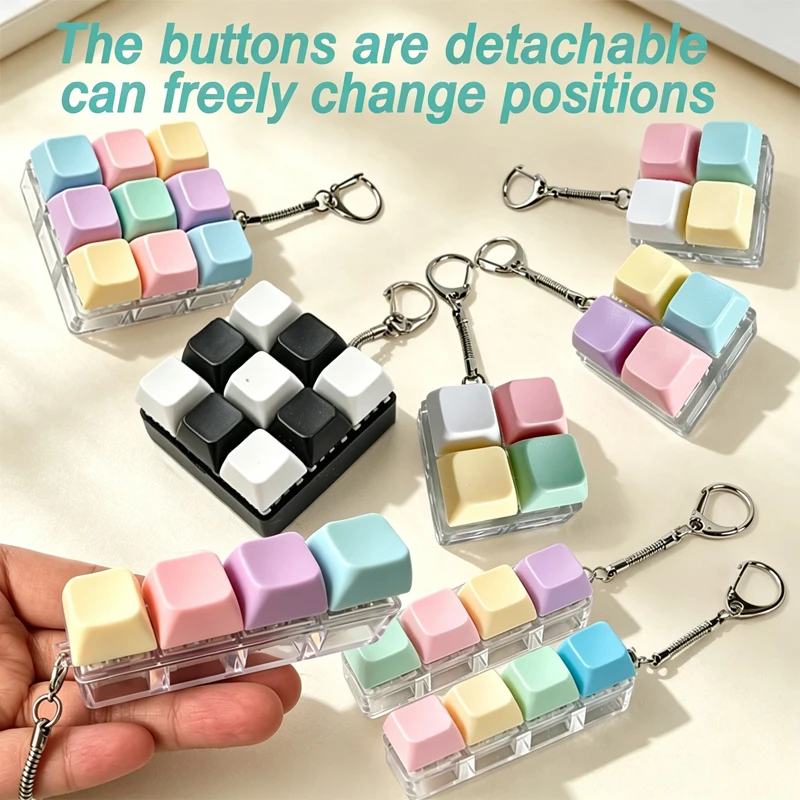Gradient Color Macaron Detachable Keycap Press Squeeze Fidget Keychain ASMR Satisfying Mechanical Keyboard Click for Adults Gift