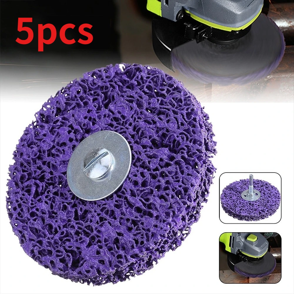 Image of 5-teiliges 100-mm-Schleif- und Reinigungsscheiben-Set aus schwarzem Diamant mit montiertem Schaft für elektrische Bohrmaschinen, CSD/CBS-Schleifscheiben, Zubehör-Kit für rotierende Werkzeuge.