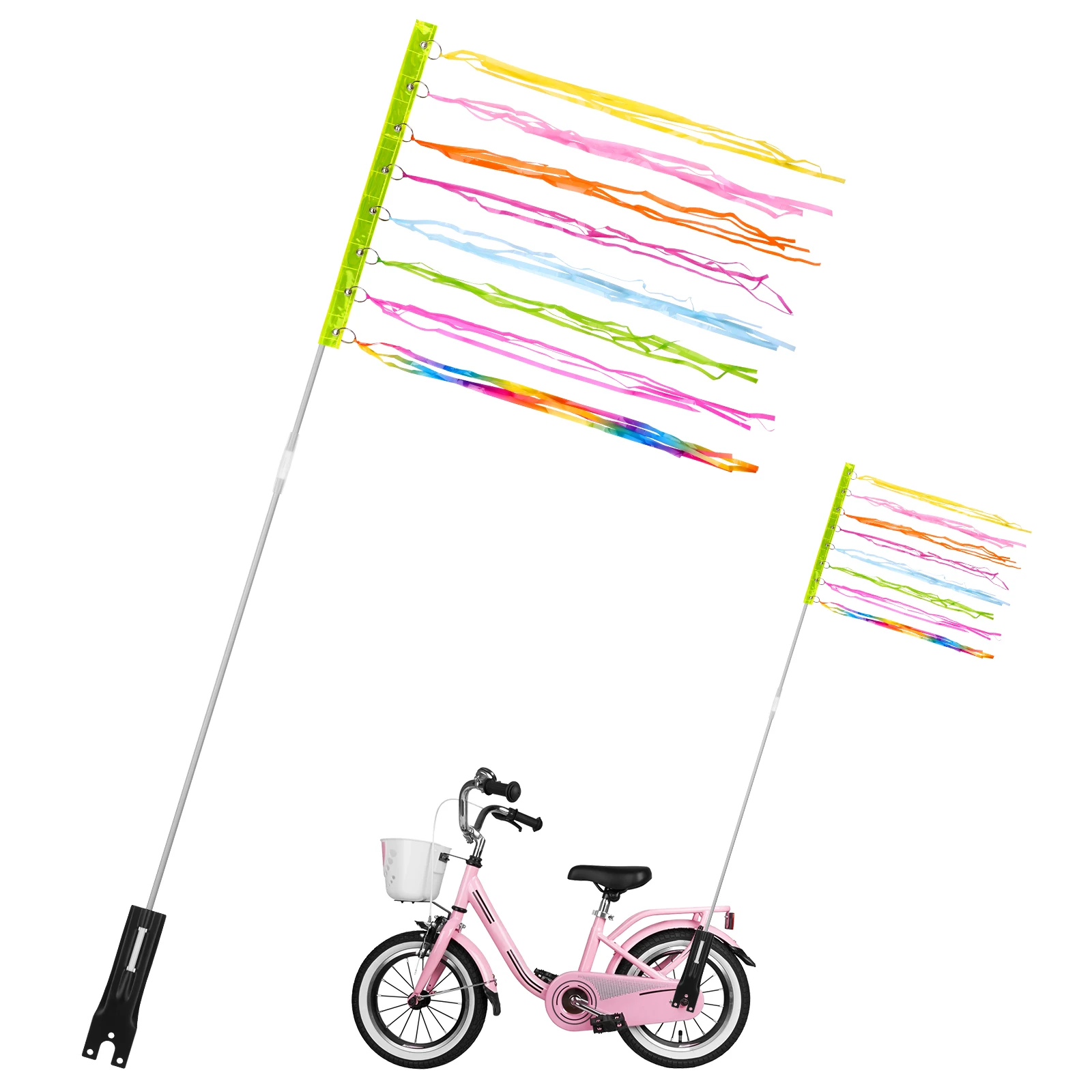 

Upgraded Bike Safety Flag (12''x16'') And Adjustable Height Pole Made Of Sturdy Fiberglass 6ft Bike Flag With Pole For Safety