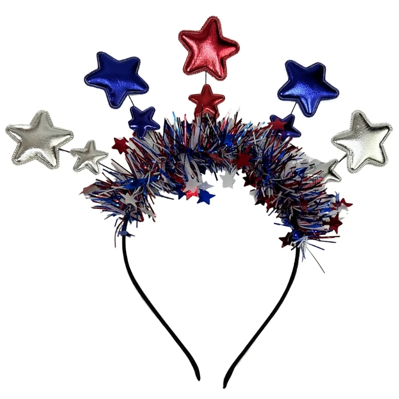 Party Headband for All Ages Glittering Five Pointed Star Hairhoop for Adult Child July 4th Hairhoop Music Festival Props