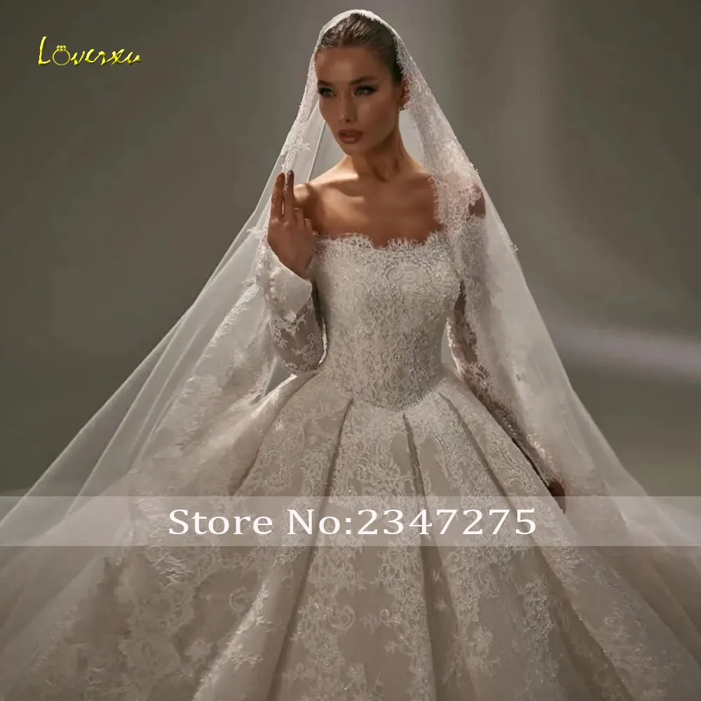 Loverxu A-Line Wedding Dresses Boat Neck Off The Shoulder Vestido De Novia Lace Embroidery Delicate Custom Made Bridal Gown