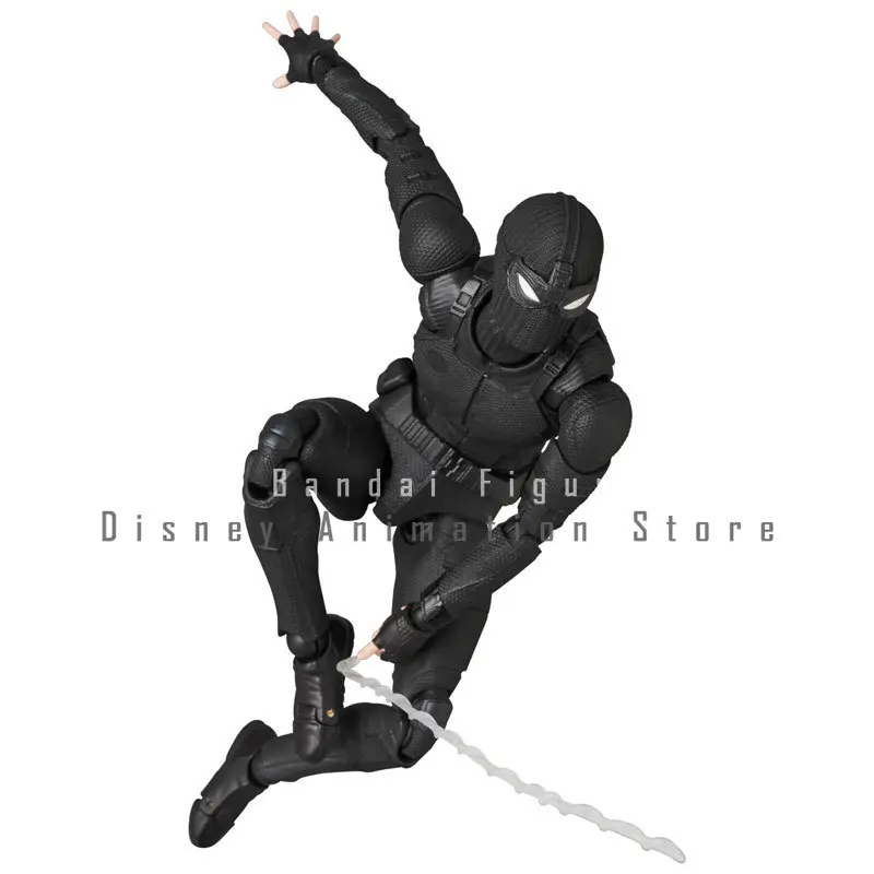 In Stock 100% Original MAFEX 125 Spider-Man Stealthy War Suit Anime Action Figure Collectible Model Toy Decoration Gift for Kids