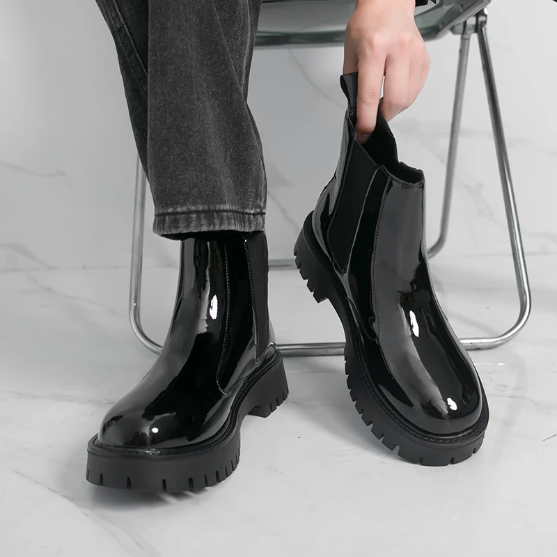 

Winter Business Men Height-increasing Chelsea Boots Men Thick-soled Anti-slip Fashion Brand Boots Outdoor Training Boots Men