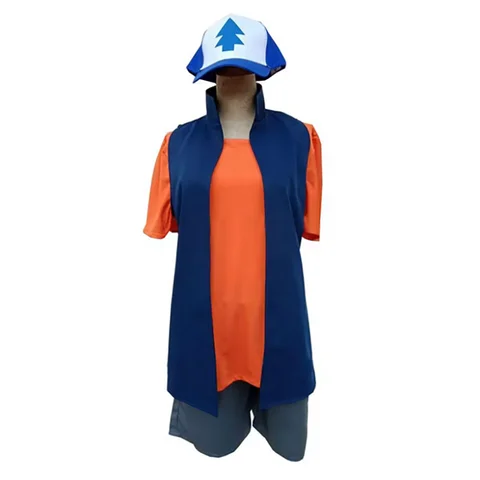 Anime Dipper Pines Suit Hat+T-shit+Vest+Shorts+socks Cosplay Costume Sets Halloween Clothes customized