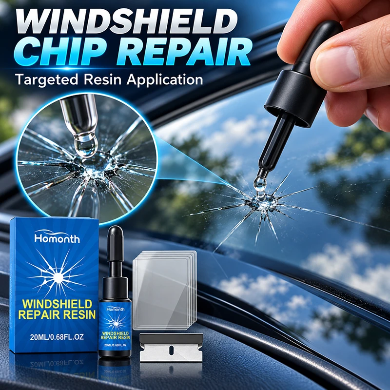 Car Windshield Repair Resin Kit Car Glass Crack Chip Fix Fluid With Curing Films And Scraper DIY Tool