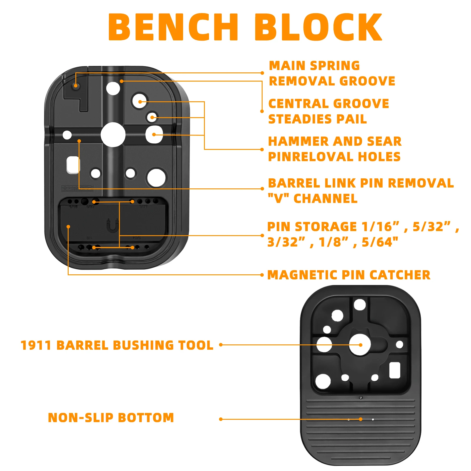 BESTNULE Roll Pin Punch Set, ponsgereedschap, gemaakt van massief materiaal inclusief stalen pons en hamer met bankblok