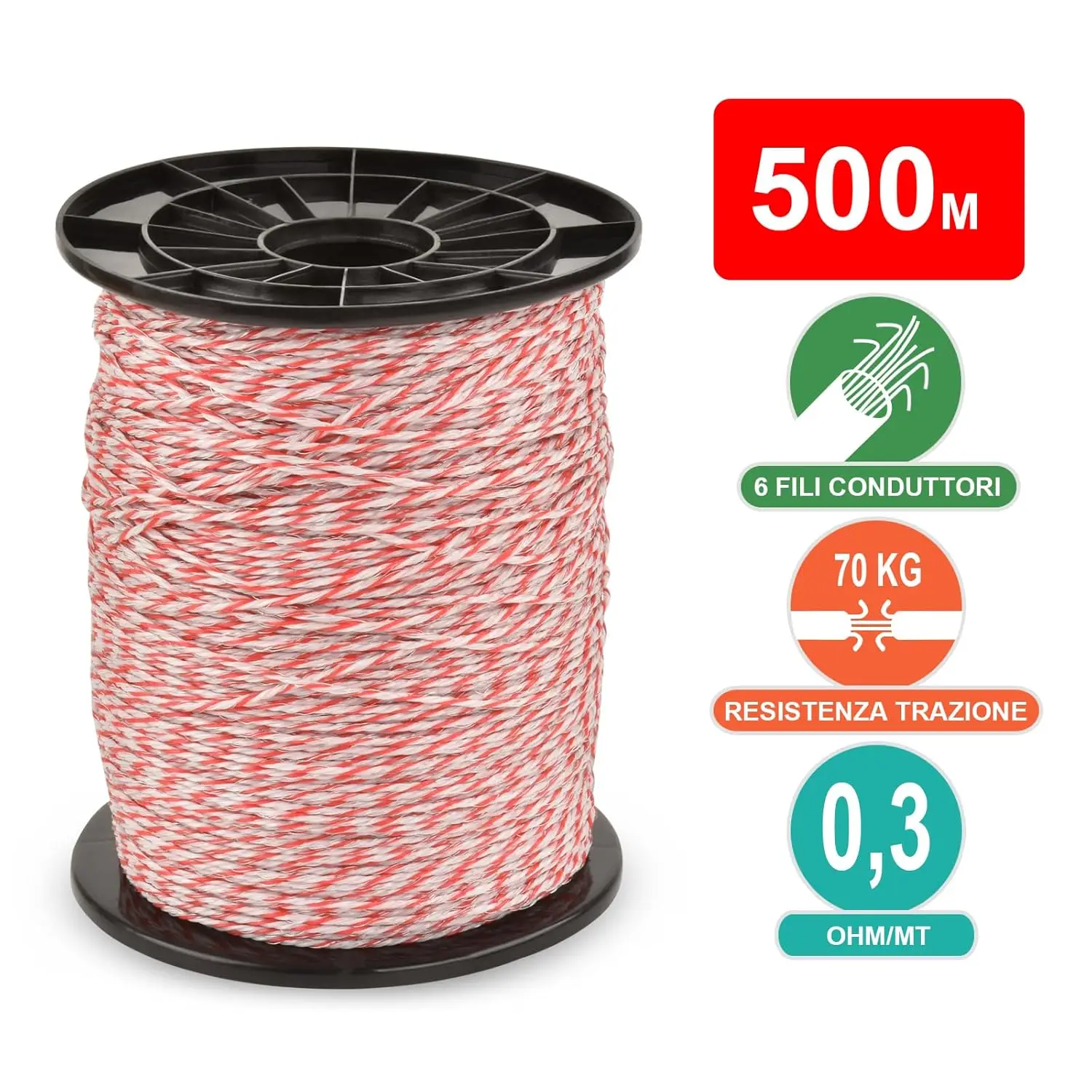 500m Electric Fence Wire Polywire with Steel Poly Rope for Horse Animal Fencing Ultra Low Resistance Wire Farm Livestock