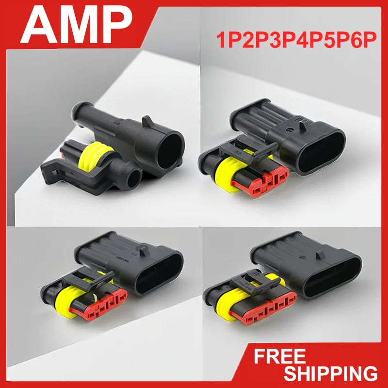 

20/50/100 Sets 1.5 Series AMP 1/2/3/4/5/6 Pin Waterproof Connector Male&Female Docking Terminal DJ7041-1.5-11/21 282080-1