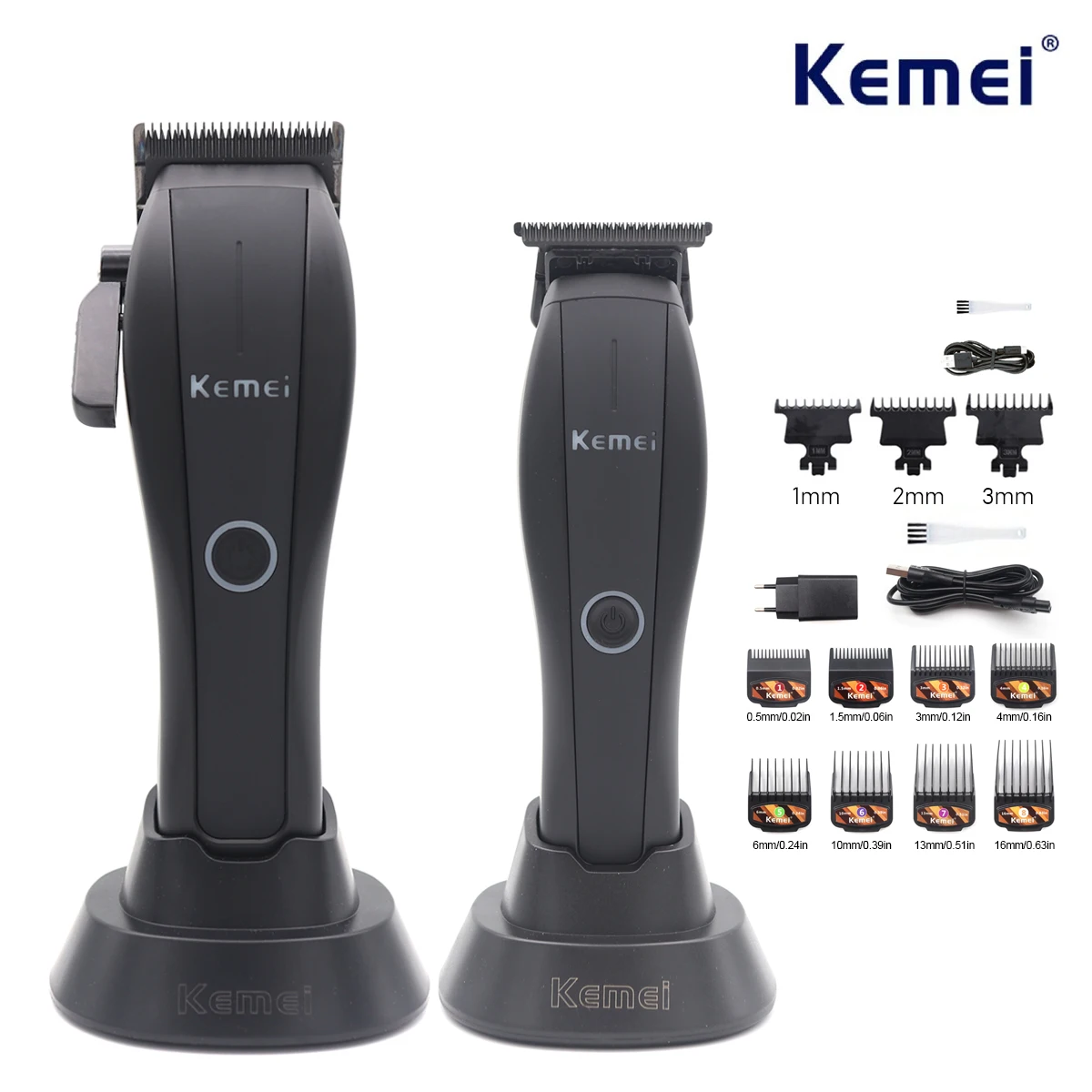 

Kemei KM-2286 KM-2295 Professional Hair Cutting Machine Kit for Men DLC Blade Hair Trimmer Machine USB Base Charger Hair Clipper