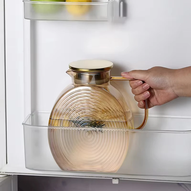 2.5L Nordic Snail Refrigerator Bottles Cold Water Cups Cool Kettle Glass Mug Large-Capacity Bottle Heat Resistant Home Amber Set