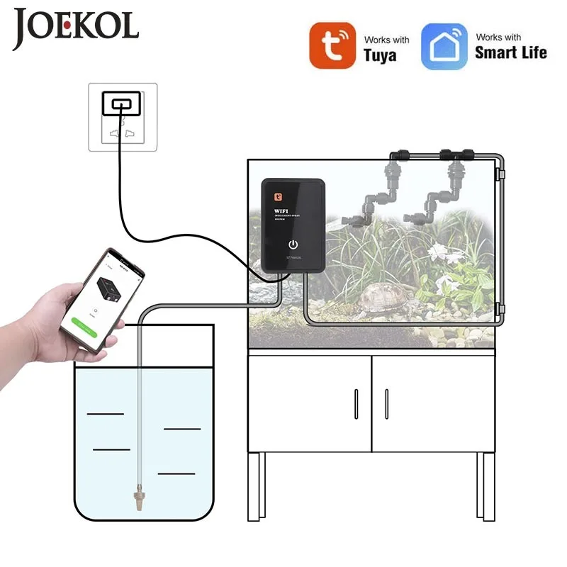 Tuya Wifi Smart Reptile Fogger Terrariums Humidifier Timer Automatic Mist Rainforest Spray System Kit Sprinkler Controller