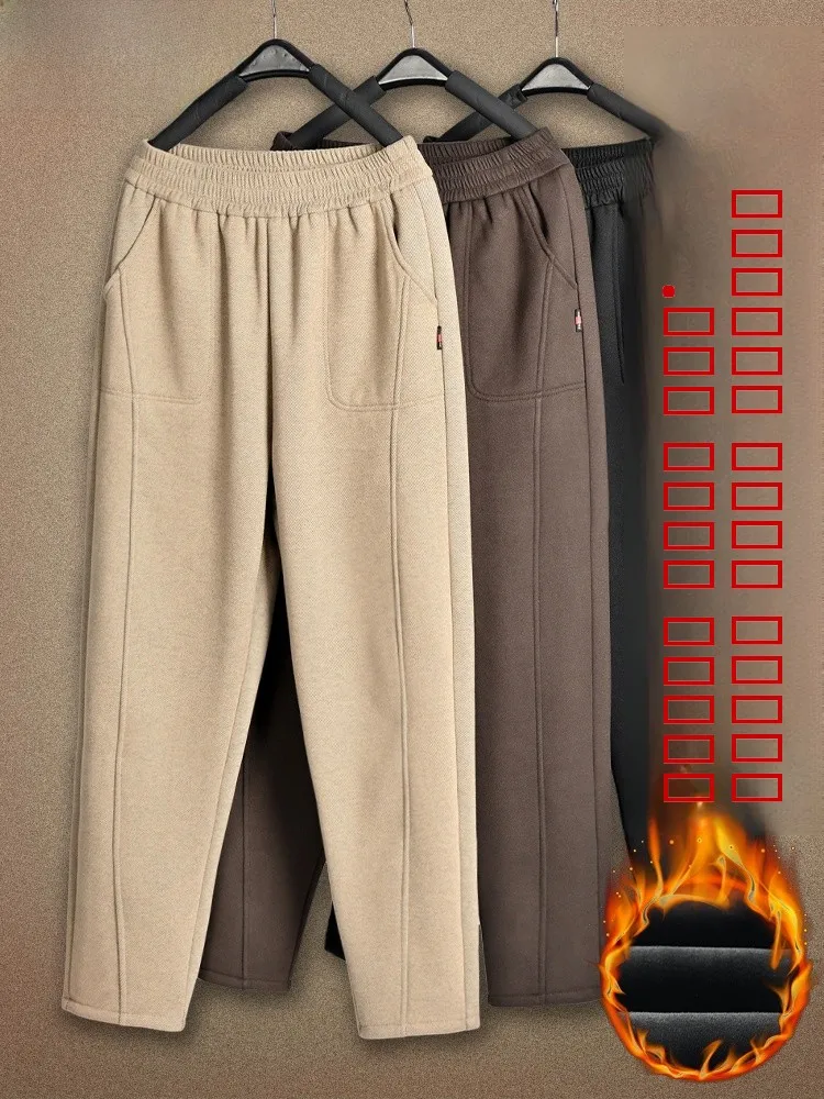 

Утепленные флисовые брюки с высокой талией для женщин, теплые повседневные брюки, длинные брюки, осенне-зимняя новинка, одежда для мам