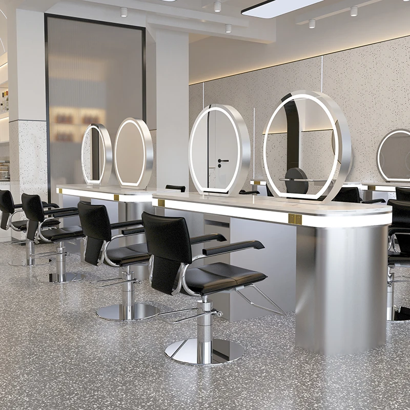 Charging barber shop mirror table, hair salon perm and dyeing table, floor-to-ceiling hair salon hair cutting mirror