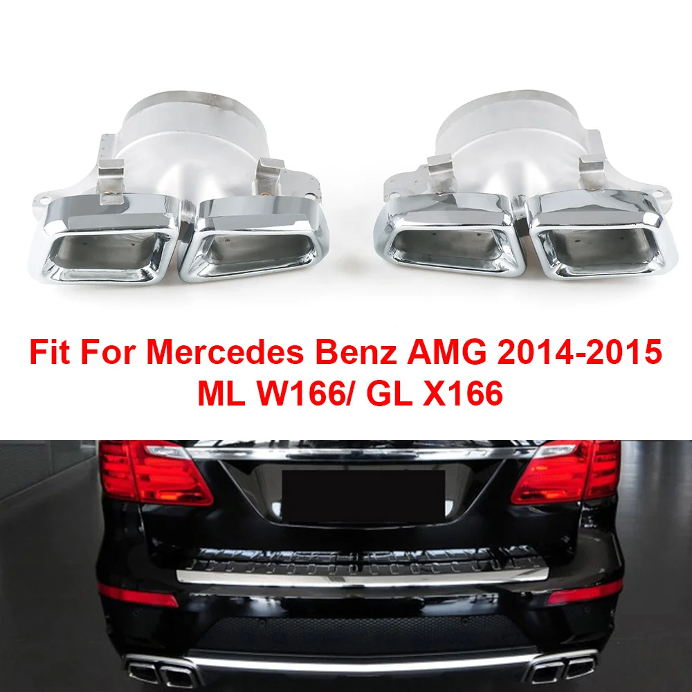 Racing Exhaust End Pipe Muffler Tips 304 Stainless Steel throat Pipe For Mercedes Benz 2014-2015 ML W166/GL X166