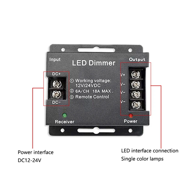 Controlador monocromático LED de 18A, atenuador de 12V y 24V con Control remoto táctil inalámbrico RF para barra de luz de un solo Color