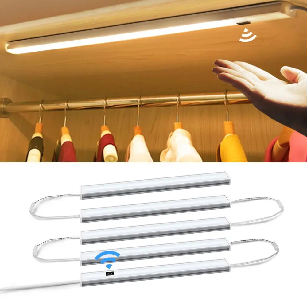 5M Connectable 110V 220V to DC 12V Kitchen Wardrobe LED Light Hand Sweep Sensor Night Lamp High Brightness LED Tube for Bedroom