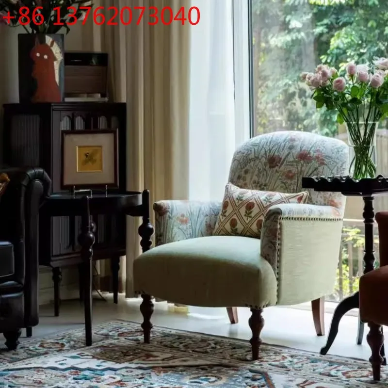 

American simple retro leisure chair living room armchair cotton and linen tiger chair