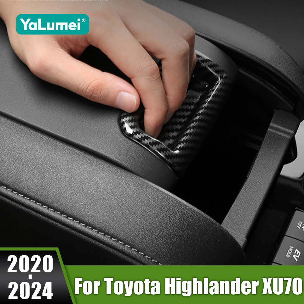 

For Toyota Highlander XU70 Kluger 2020 2021 2022 2023 2024 Hybrid ABS Car Armrest Storage Box Handle Decorative Panel Sticker