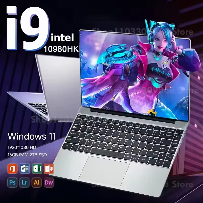 New Arrival 14.1” Gaming i9 Laptop Windows 11 Intel Core i9-10980hk 16GB RAM 1/2TB M.2 SSD Laptops 4K HD Gaming Notebook PC