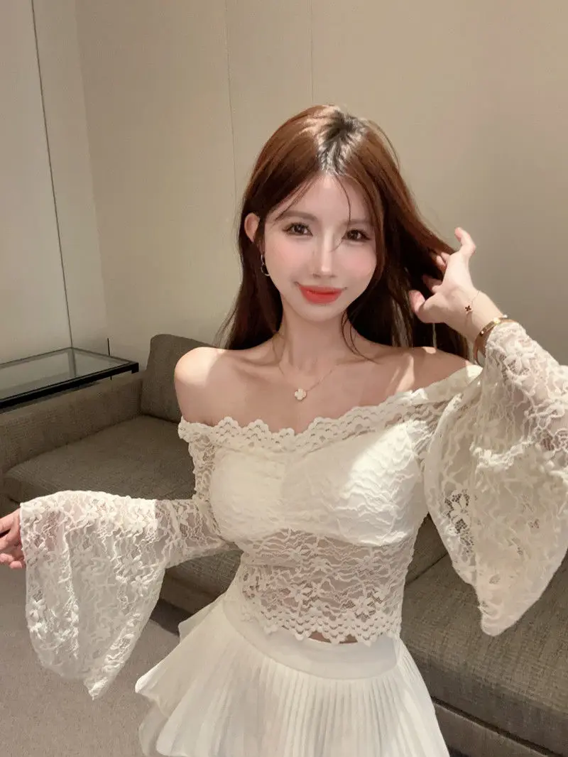 Pure Desire Style Nightclub Outdoor Lace Shirt for Women Dopamine Light Mature Style Slim Fit High Waist Slimming Top