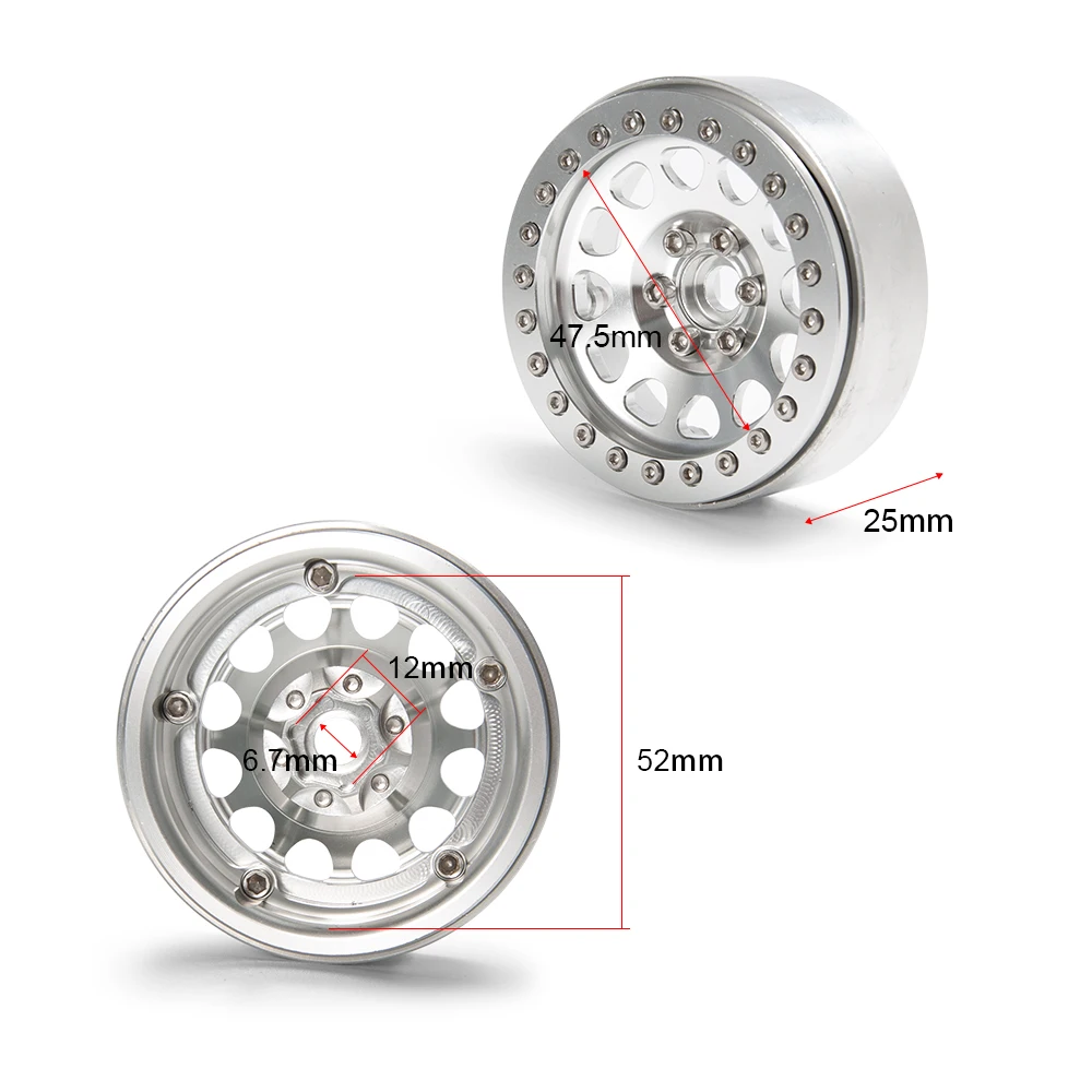 AXSPEED 2.2 inch Metal Beadlock Wheel Rim for 1/10 Axial SCX10 90046 Wraith RR10 90048 TRX4 D90 D110 RC Rock Crawler Car