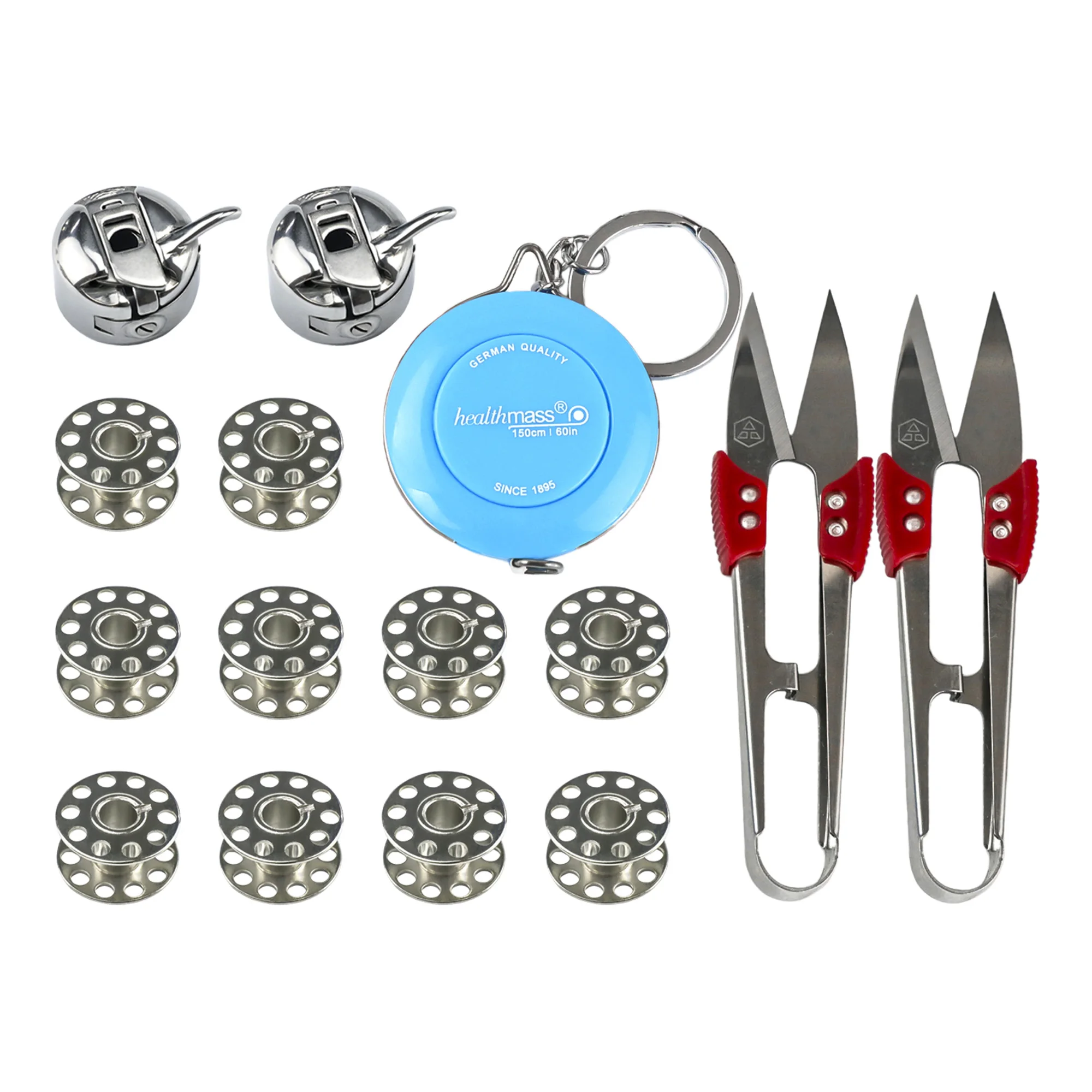 BC-HA1 + 2518 Steel Bobbin Case Kit Fit Singer,Consew, Brother, Necchi, Pfaff 15 Class Household Sewing Machine (Pack of 15 PCS)