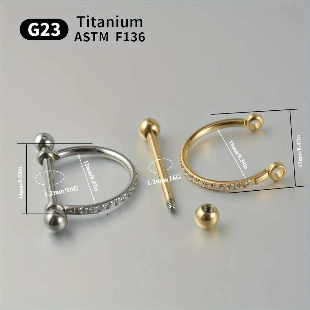 1PC G23 Titanium Cz Ear Cartilage Tragus Zircon Barbell Helix Earring Rook Sung Lobe Piercing Jewelry