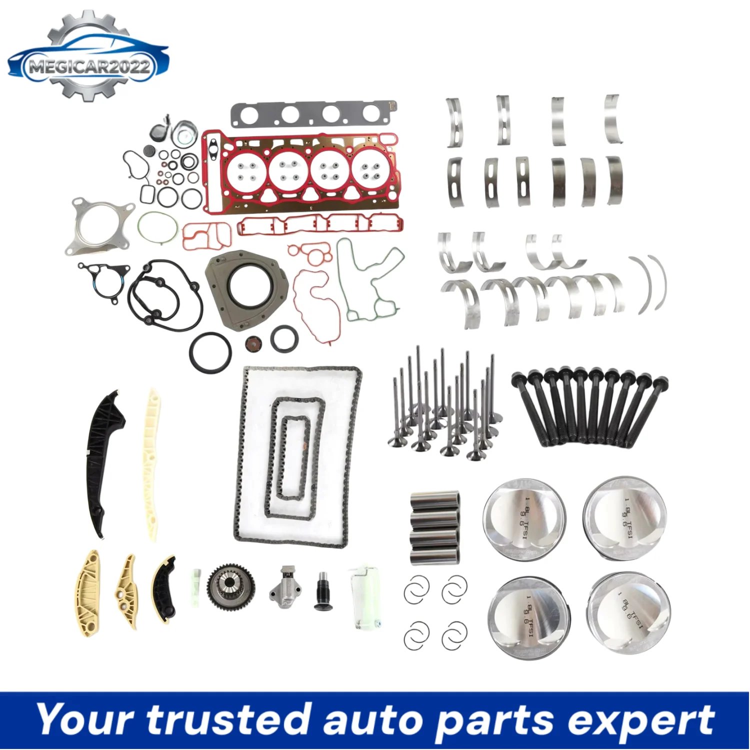 EA888 1.8T Engine Rebuild Kit 06H107065BK 06H198151C 06H105561K For VW Audi SkodaI BZB CDA CDH Ø21mm 23mm