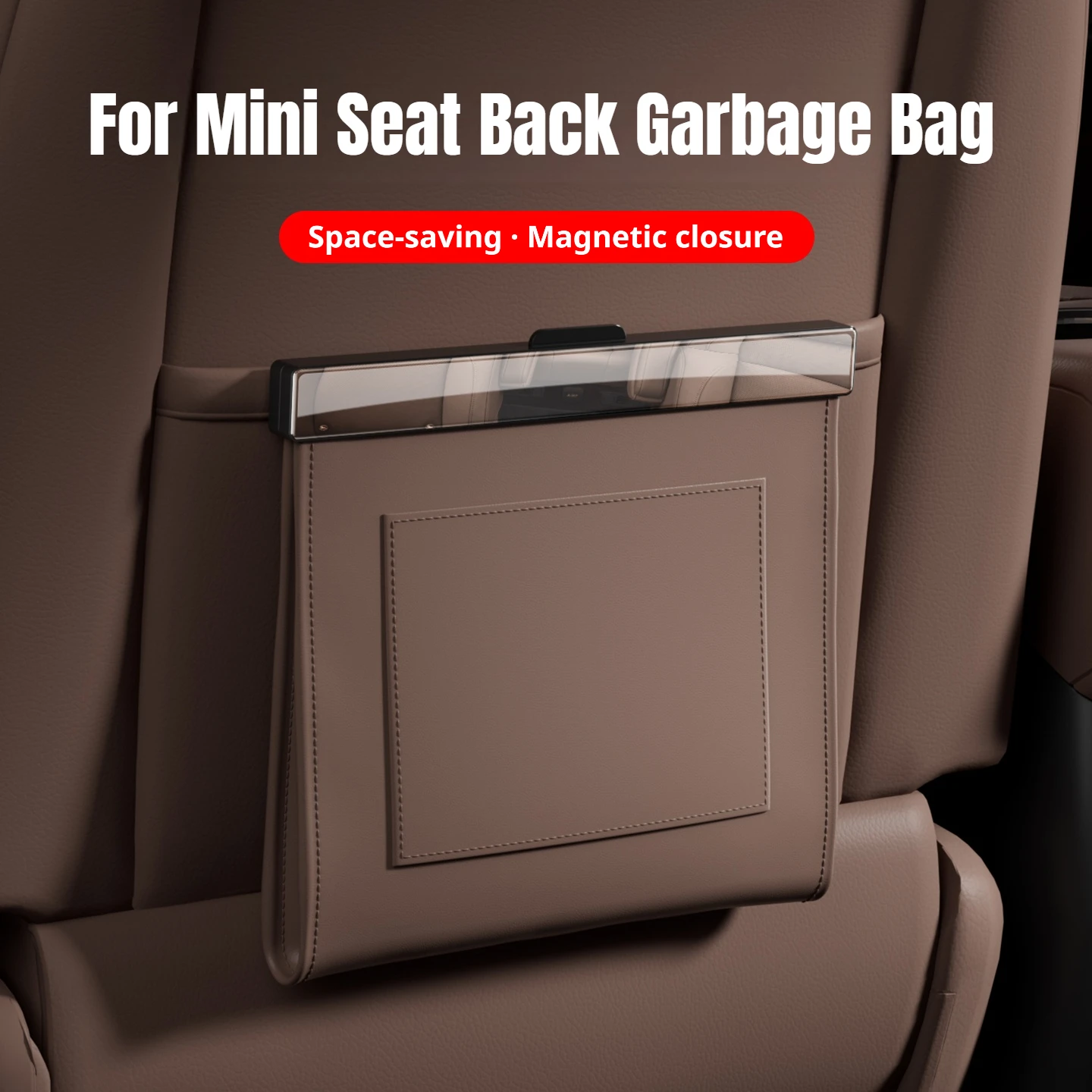 For Mini Cooper Countryman Clubman Paceman One Cabrio JCW Hatch Magnetic PU Leather Hanging Waste Pouch Vehicle Seat Back