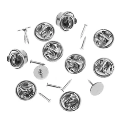 20sets/lot Stainless Steel DIY Brooch Round Clasps Pin Tie Tacks Blank Pins with Clutch Back for Jewelry Making Supplies