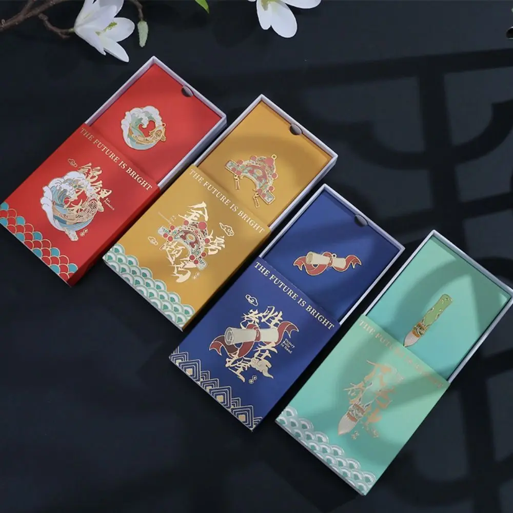 Metal Graduation Blessing Hollow Bookmark Gift Box Chinese Style Creative Painted Book Marker Tassel Pendant for Student Gifts