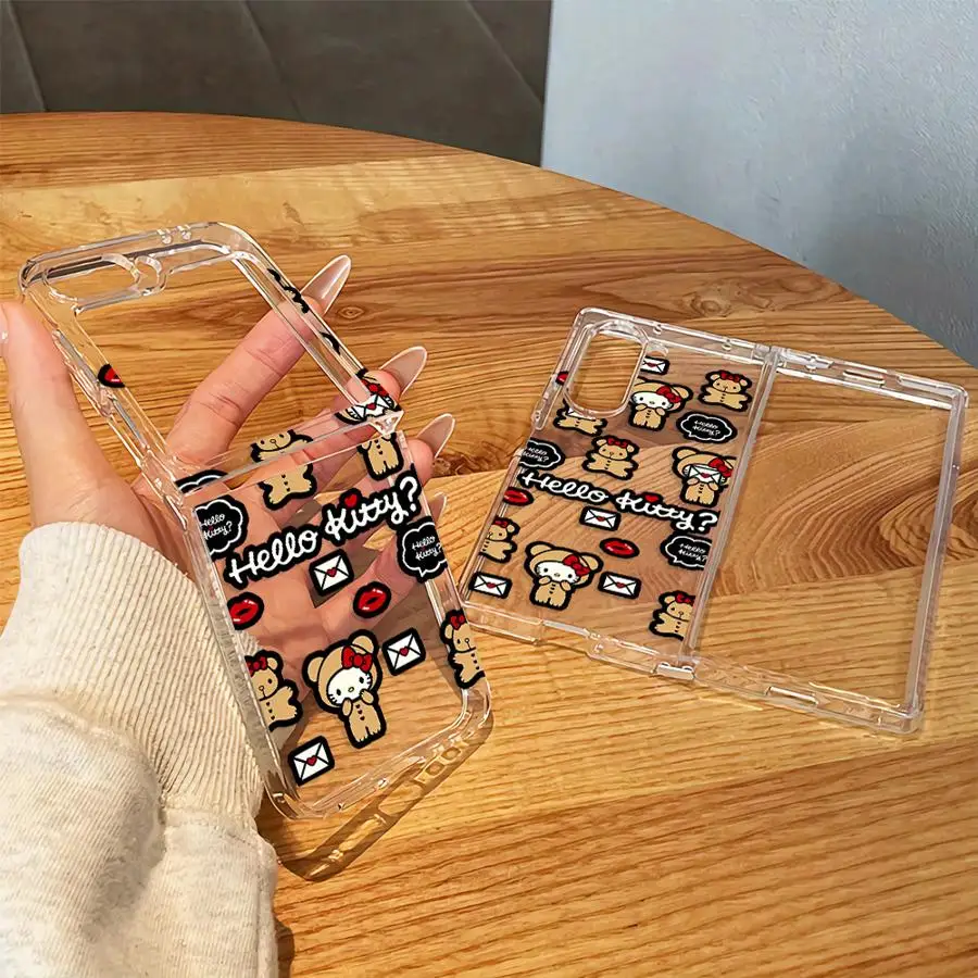 Case for Samsung Galaxy Z Fold 8 Ultra Z Fold 7 6 5 4 3 ZFold8Ultra Z Flip 6 5 4 3 Transparent Soft Phone Cover Cute Sanrio