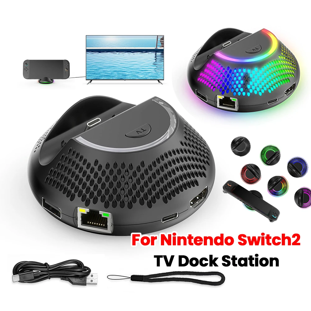 TV Dock Station Charging Stand W/ 4K HDMI-compatible Output/Type C Port/USB Port for Nintendo Switch2 Game Accessories