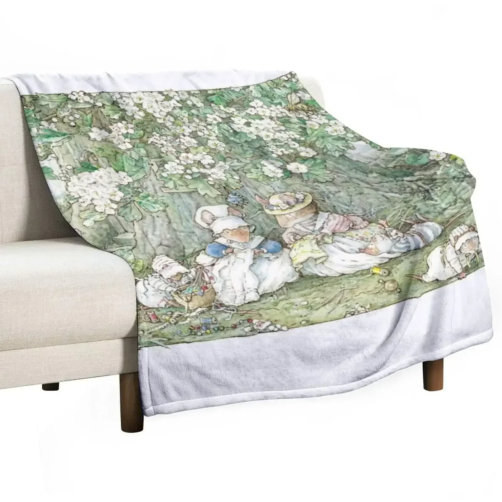 Brambly Hedge - Hawthorn blossom and babies Throw Blanket Single valentine gift ideas Blankets