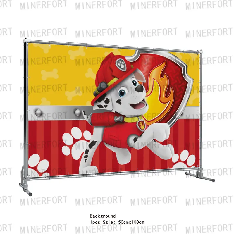 Paw Patrol Marshall Party Stoviglie usa e getta Forniture Piatti di carta Tazza Tovaglioli Cani Compleanno Banner Decorazione Baby Shower Giocattolo