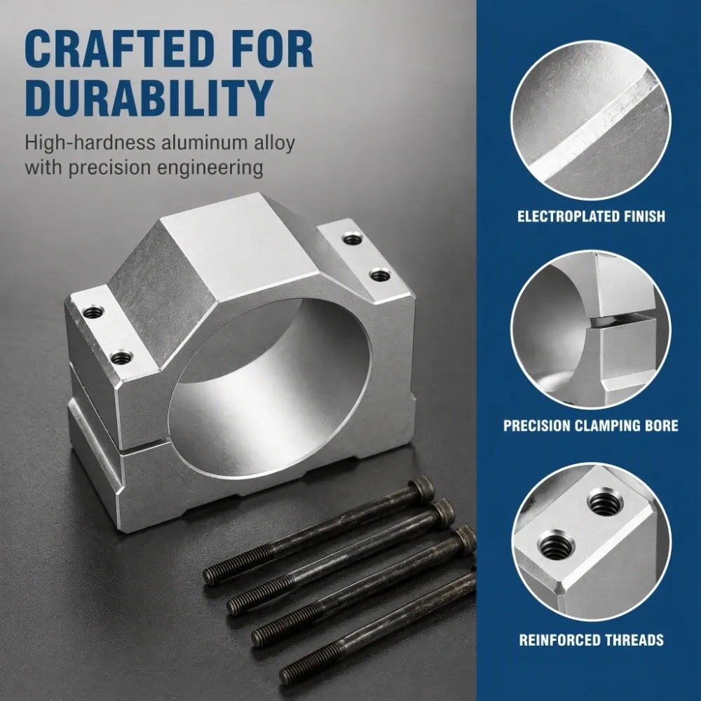 80mm Diameter Spindle Motor Mount With Screw Solid Structure CNC Clamp Bracket Motion Control CNC Machined Shaft Mounting Base