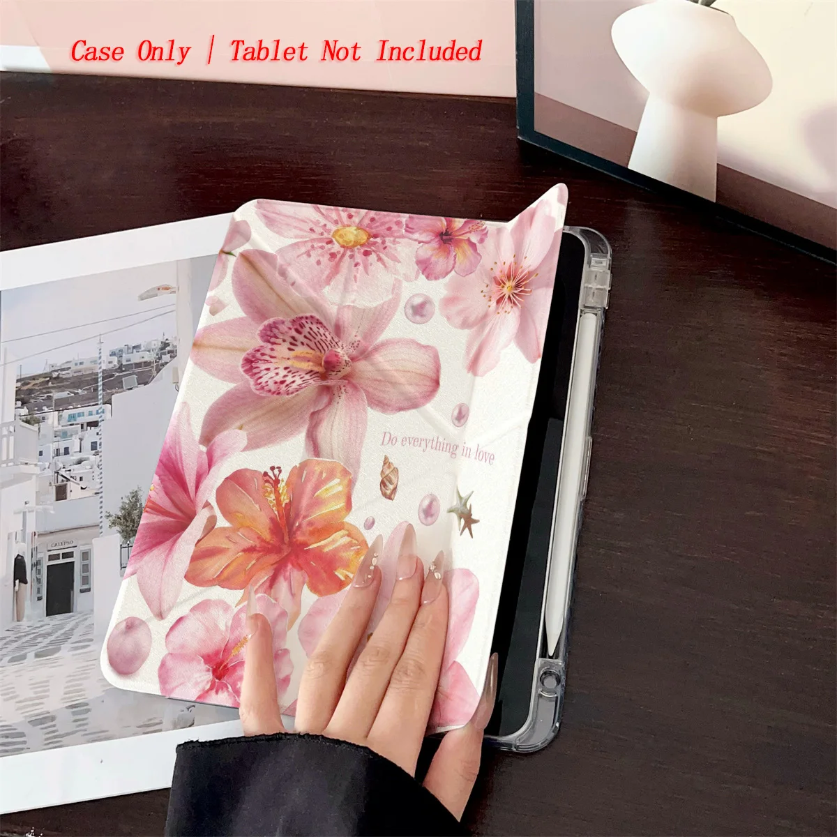 Y-Shape Foldable Stand Fresh Printed iPad Case, Auto Sleep/Wake, Fashion Minimalist Style, Fits Various Apple Models . 8 Styles