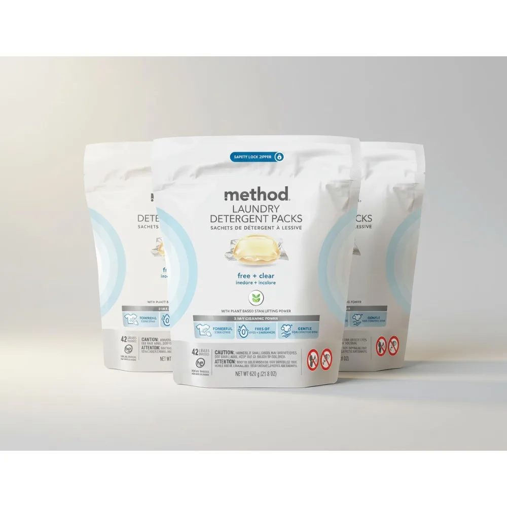 

Fragrance-Free Laundry Detergent Packs, Plant-Based Stain Remover for Hot & Cold Water, 168 Loads, Safe for Families