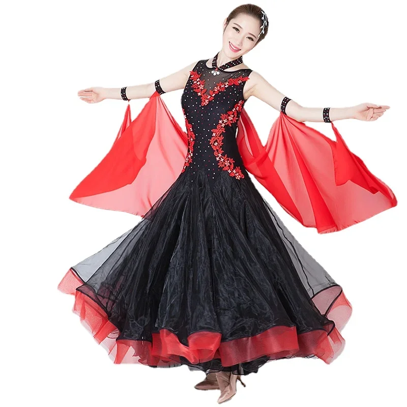 

Women Sexy Big Pendulum Women Sexy Ballroom Dance Competition Dresses Female Modern Waltz Tango Standard Dress for Stage