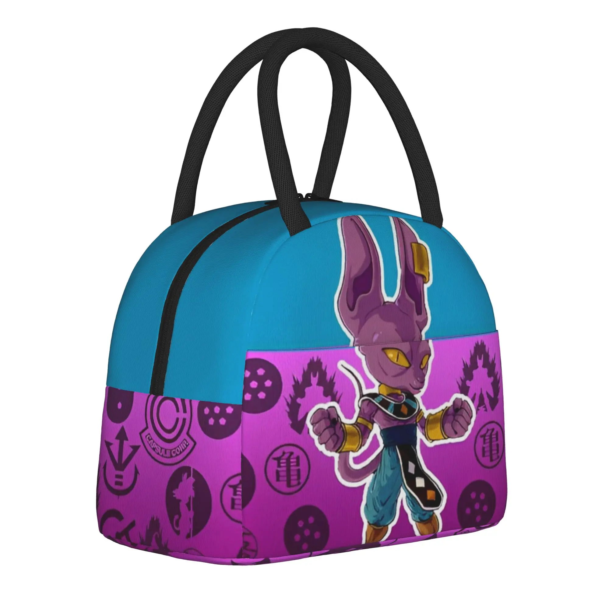 

DBZ Z Beerus Insulated Lunch Bags Cooler Bag Reusable,Lunch Container Portable Tote Lunch Box Girl Boy Beach Travel