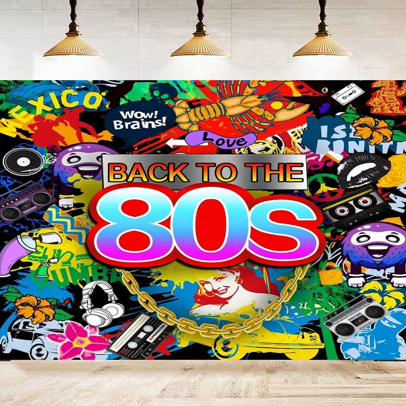 التصوير خلفية راديو الأحذية القماشية الأسطوانة التزلج الشريط صورة خلفية 80s الهيب هوب لوازم الحفلات راية كعكة ديكور للطاولات