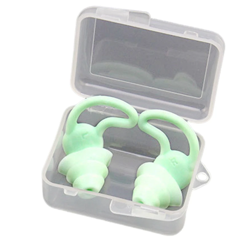 Soundproof Earplugs Three Layer Silicone Earplugs Waterproof Swimming Ear Plugs Sleep Noise Reduction Comfortable Easy Install A