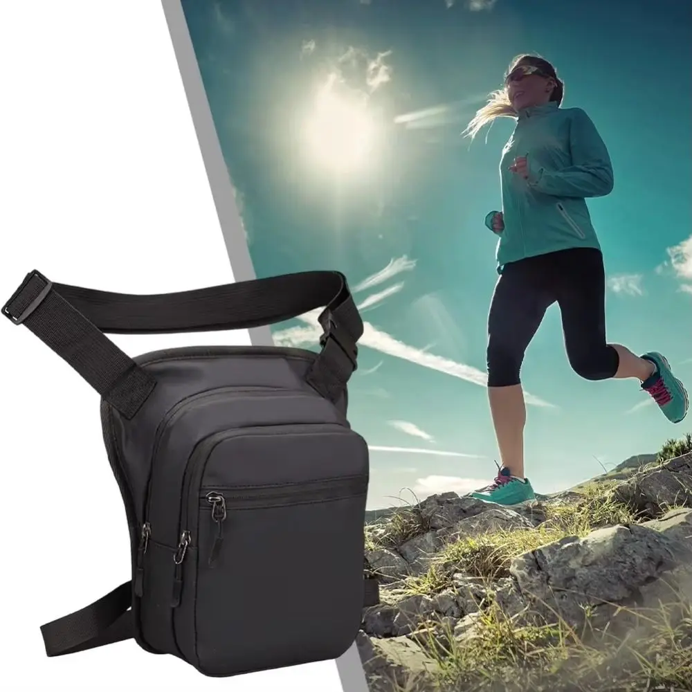 Large Capacity Cycling Drop Leg Bag PU Leather Zipper Multi-Function Fanny Pack Adjustable Breathable Travel Chest Bag Cycling