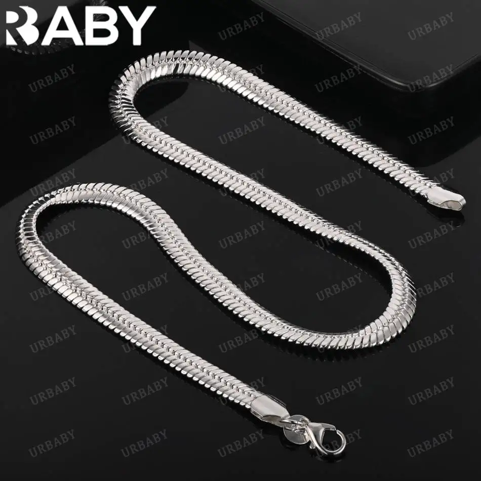 

URBABY 925 Sterling Silver 8mm Bone Chain Necklace For Women Men Creativity Gifts Street All-match Party And Daily Wear