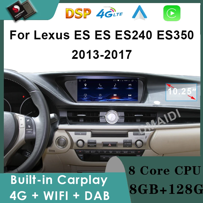 

Qualcomm Android 12 GPS Navigation Wireless CarPlay Auto For Lexus ES240 ES250 ES350 ES300h 2013-2017 Multimedia Video Player