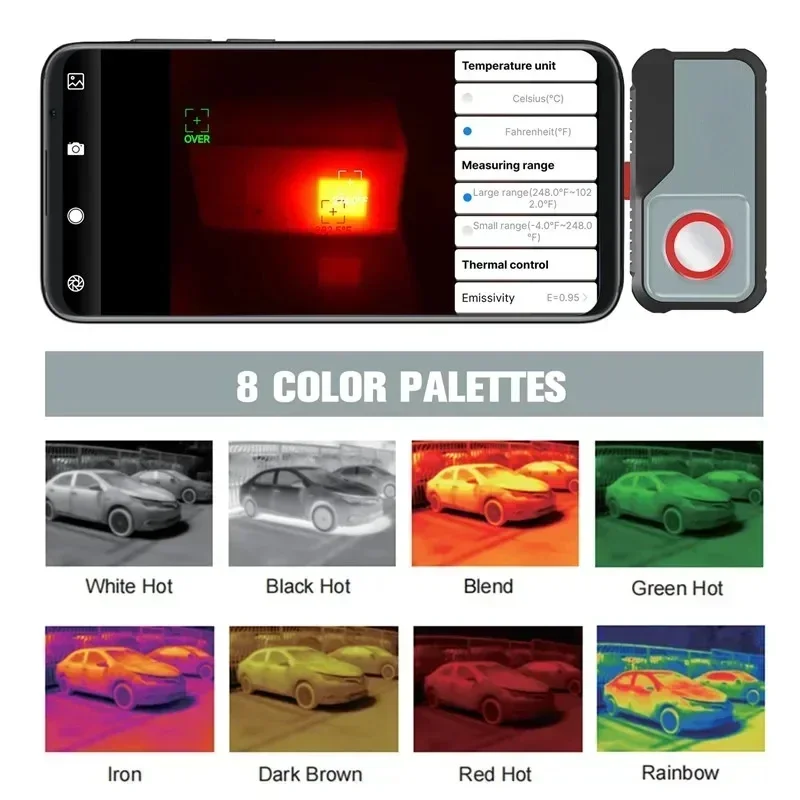 Thermal Camera 256*192 Pixels 25Hz Android Type C Mobile Phone -20°C~550°C Infrared Thermal Imager For Electrical Repair