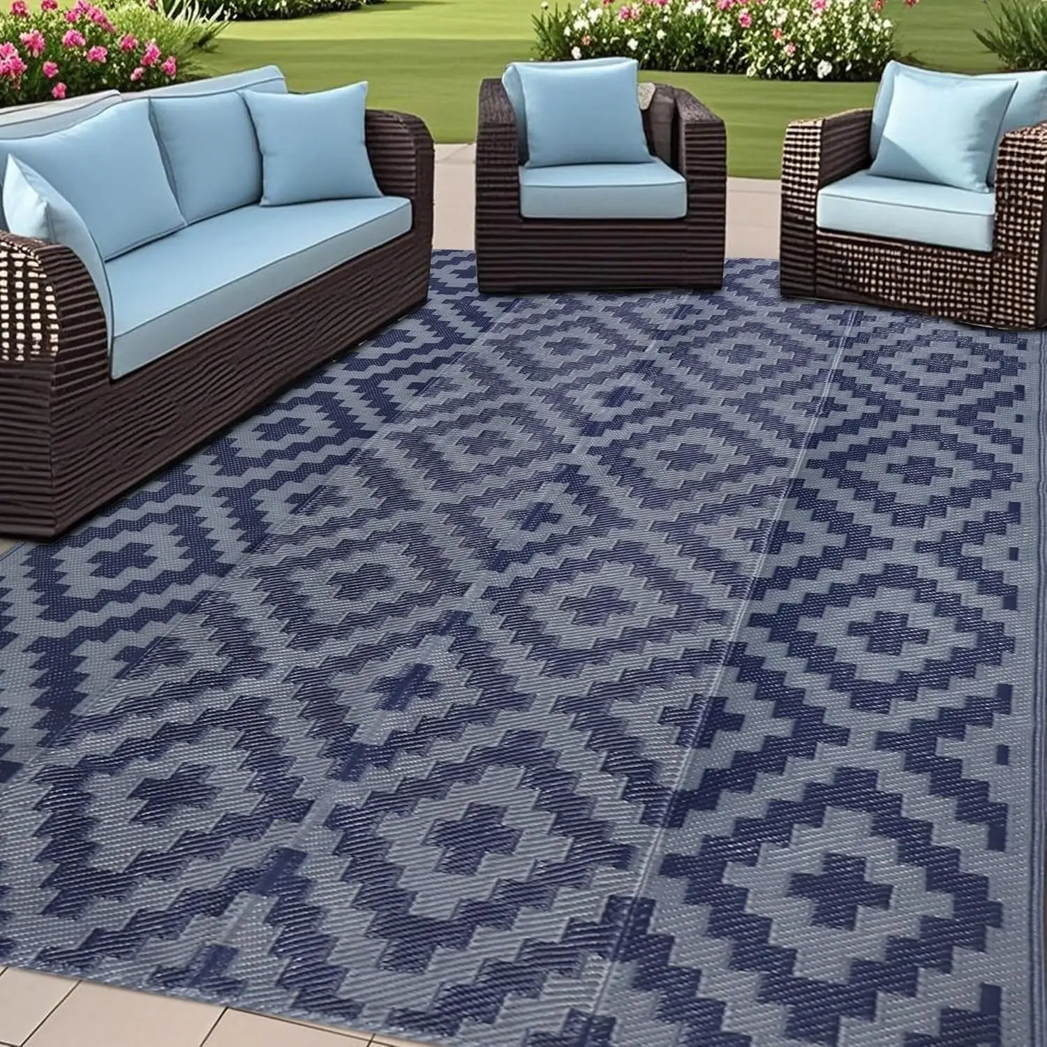 

Reversible Mats, Plastic Straw Rug, Modern Area Rug, Large Floor Mat and Rug for Outdoors, RV, Patio, Backyard, Deck, Picnic,